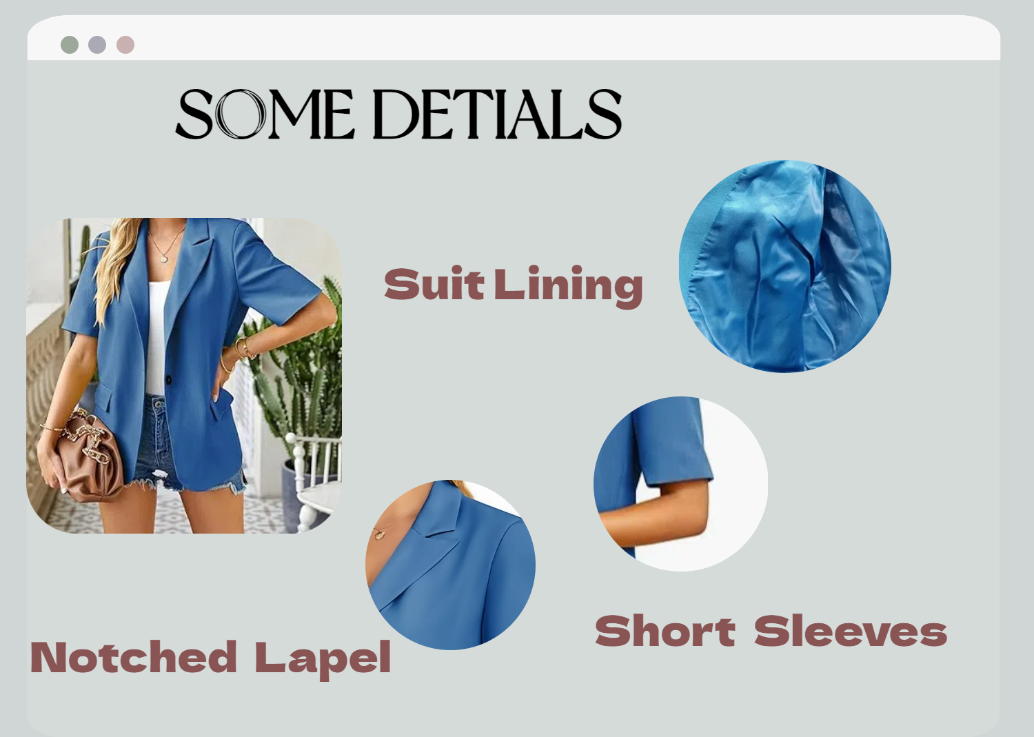 short sleeve casual suit some details
